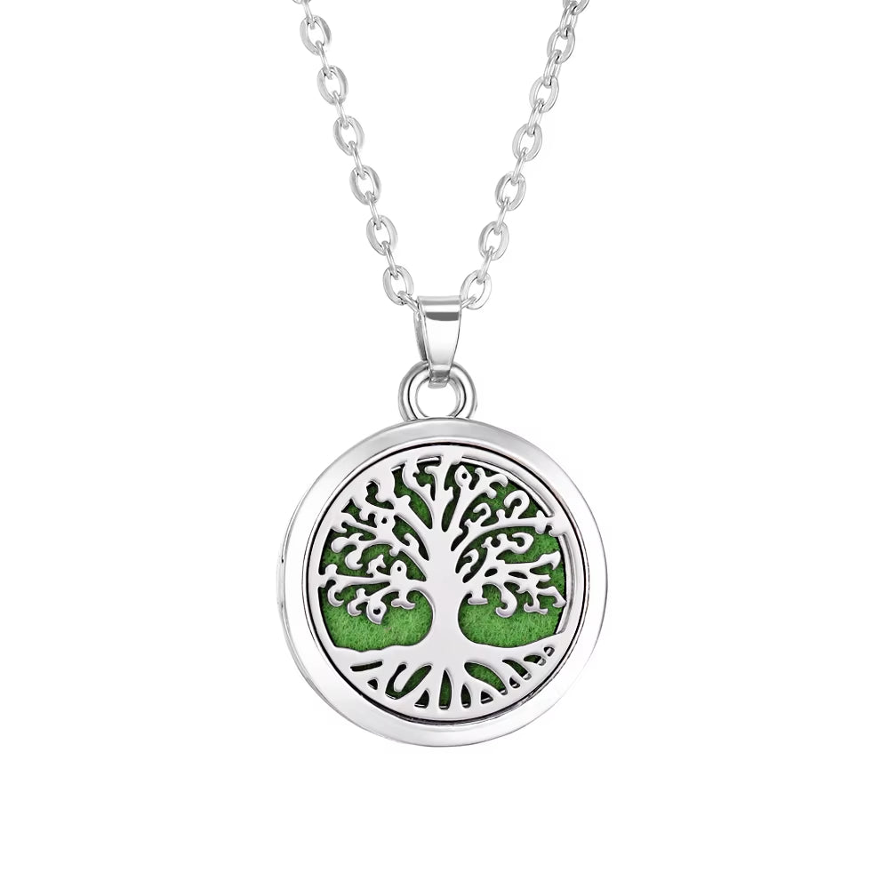 New Tree of Life Aromatherapy Necklace Essential Oil Diffuser Perfume Locket Pendant Necklaces Women Aroma Jewelry Gift