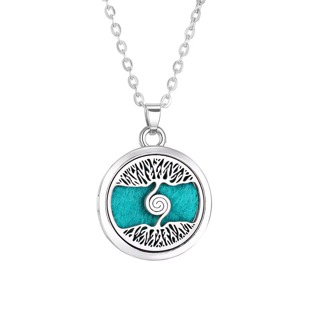 New Tree of Life Aromatherapy Necklace Essential Oil Diffuser Perfume Locket Pendant Necklaces Women Aroma Jewelry Gift