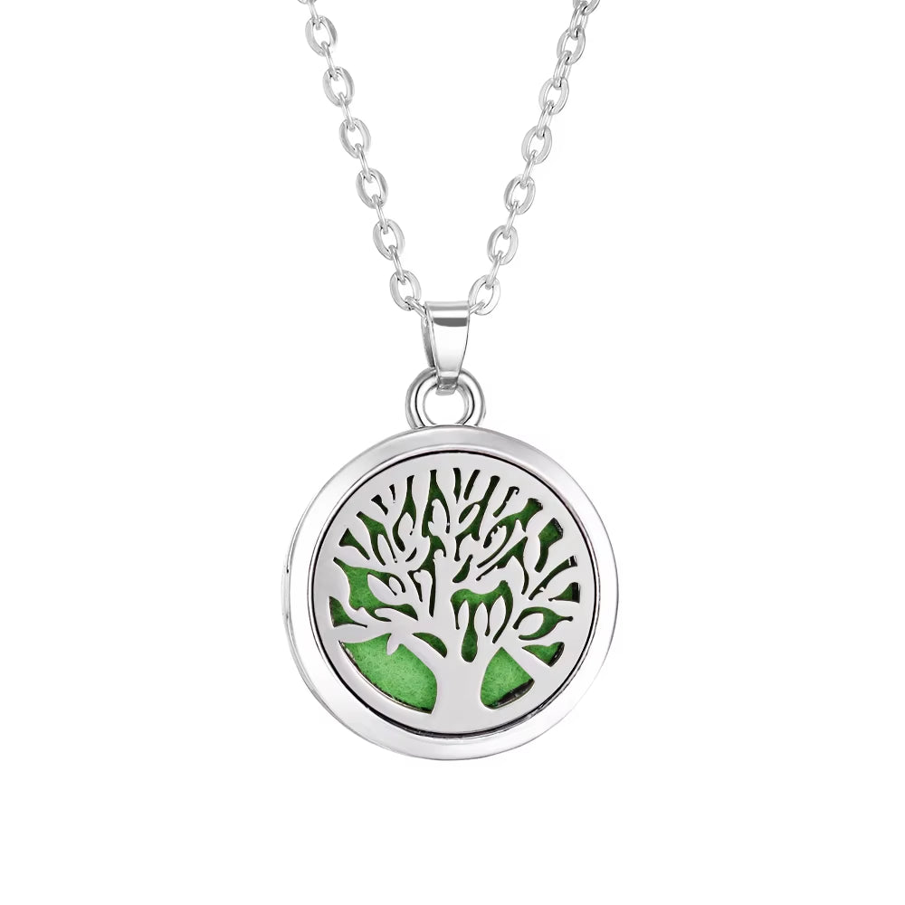 New Tree of Life Aromatherapy Necklace Essential Oil Diffuser Perfume Locket Pendant Necklaces Women Aroma Jewelry Gift